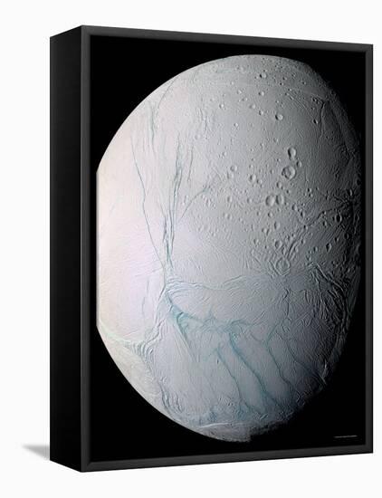 Saturn's Moon Enceladus-Stocktrek Images-Framed Stretched Canvas