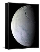 Saturn's Moon Enceladus-Stocktrek Images-Framed Stretched Canvas