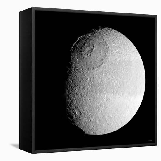 Saturn's Moon Tethys-Stocktrek Images-Framed Stretched Canvas