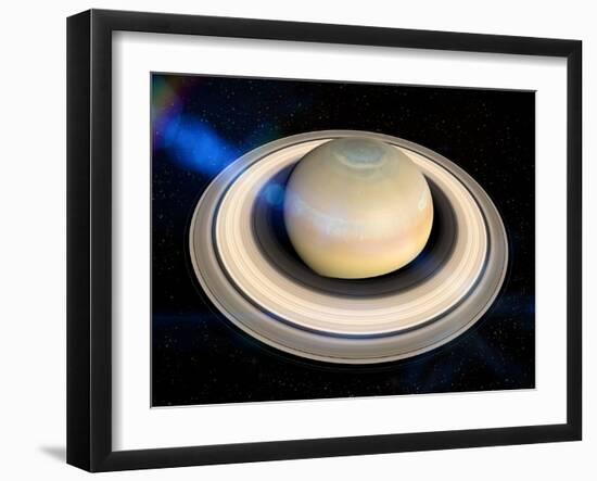 Saturn's North Pole Summer Storms-null-Framed Photographic Print