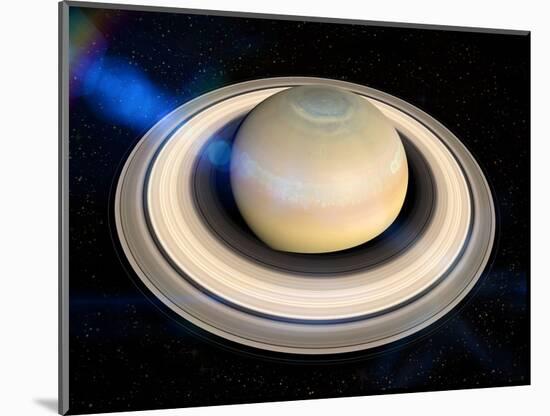 Saturn's North Pole Summer Storms-null-Mounted Photographic Print