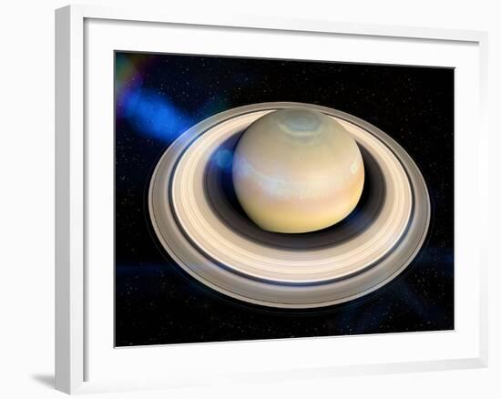 Saturn's North Pole Summer Storms-null-Framed Photographic Print