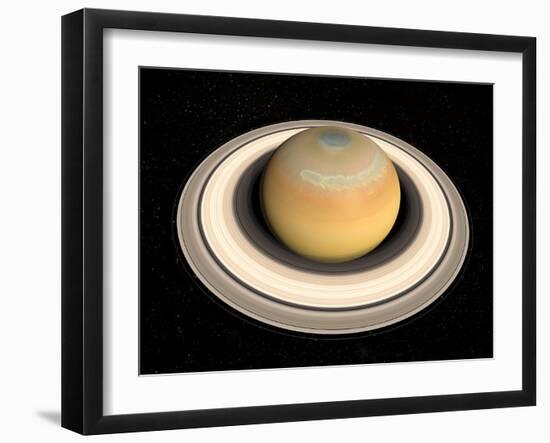 Saturn's North Pole Summer Storms-null-Framed Photographic Print