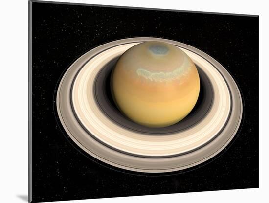 Saturn's North Pole Summer Storms-null-Mounted Photographic Print