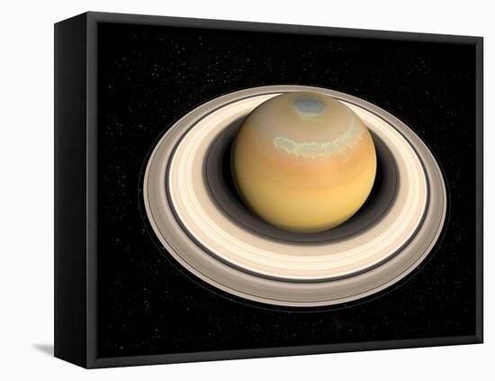 Saturn's North Pole Summer Storms-null-Framed Stretched Canvas