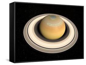 Saturn's North Pole Summer Storms-null-Framed Stretched Canvas