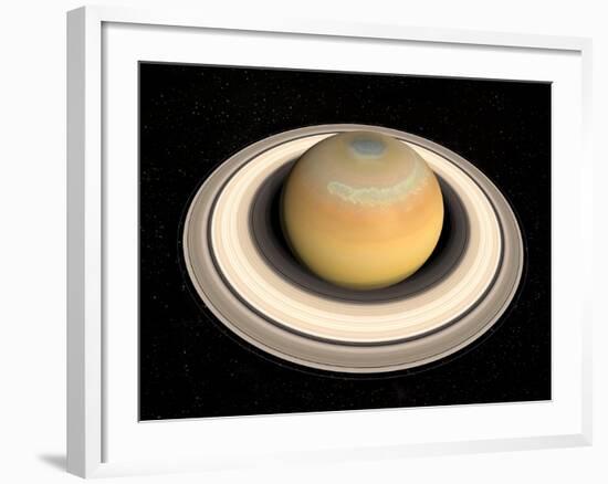 Saturn's North Pole Summer Storms-null-Framed Photographic Print