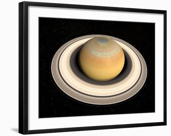 Saturn's North Pole Summer Storms-null-Framed Photographic Print