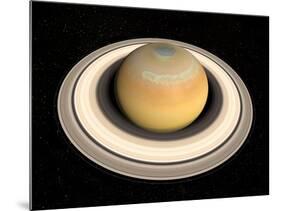 Saturn's North Pole Summer Storms-null-Mounted Photographic Print