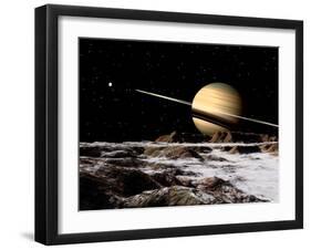 Saturn Seen from the Surface of its Moon, Rhea-Stocktrek Images-Framed Photographic Print