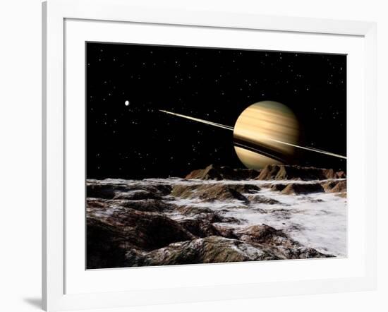 Saturn Seen from the Surface of its Moon, Rhea-Stocktrek Images-Framed Photographic Print