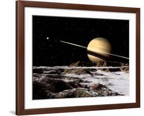 Saturn Seen from the Surface of its Moon, Rhea-Stocktrek Images-Framed Photographic Print