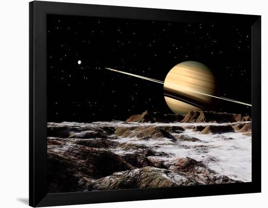 Saturn Seen from the Surface of its Moon, Rhea-Stocktrek Images-Framed Photographic Print