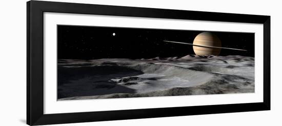 Saturn Seen from the Surface of its Moon, Rhea-Stocktrek Images-Framed Photographic Print