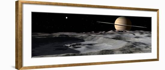 Saturn Seen from the Surface of its Moon, Rhea-Stocktrek Images-Framed Photographic Print