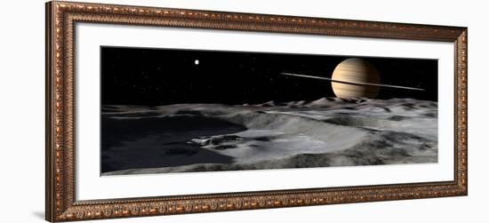 Saturn Seen from the Surface of its Moon, Rhea-Stocktrek Images-Framed Photographic Print