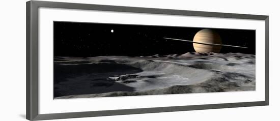 Saturn Seen from the Surface of its Moon, Rhea-Stocktrek Images-Framed Photographic Print