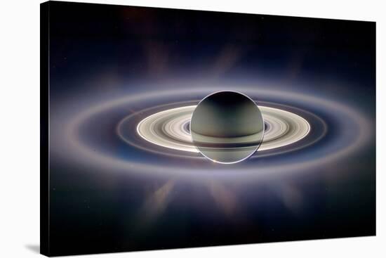 Saturn Silhouetted, Cassini Image-null-Stretched Canvas