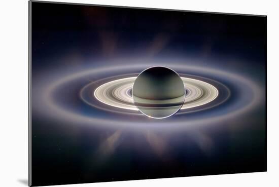 Saturn Silhouetted, Cassini Image-null-Mounted Premium Photographic Print