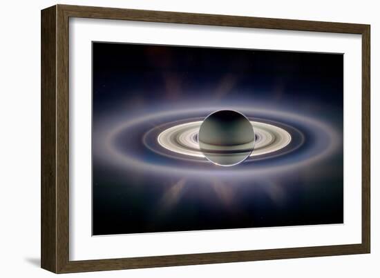 Saturn Silhouetted, Cassini Image-null-Framed Photographic Print