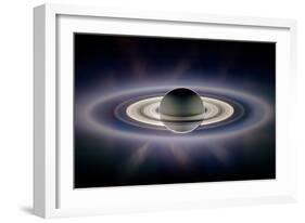 Saturn Silhouetted, Cassini Image-null-Framed Photographic Print