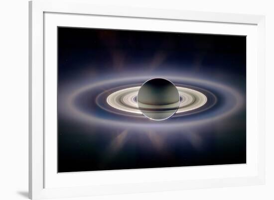 Saturn Silhouetted, Cassini Image-null-Framed Photographic Print