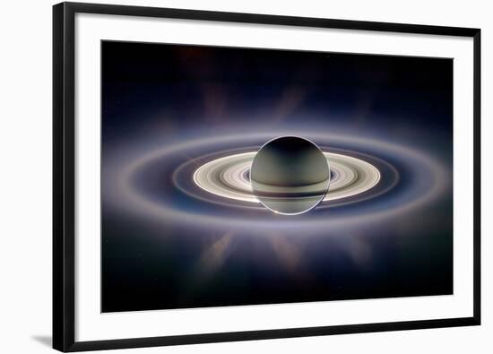 Saturn Silhouetted, Cassini Image-null-Framed Photographic Print