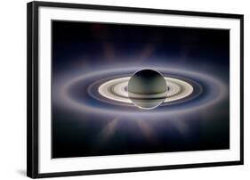 Saturn Silhouetted, Cassini Image-null-Framed Photographic Print