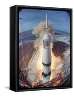 Saturn V Rocket Lifting the Apollo 11 Astronauts Towards Their Manned Mission to the Moon-Ralph Morse-Framed Stretched Canvas