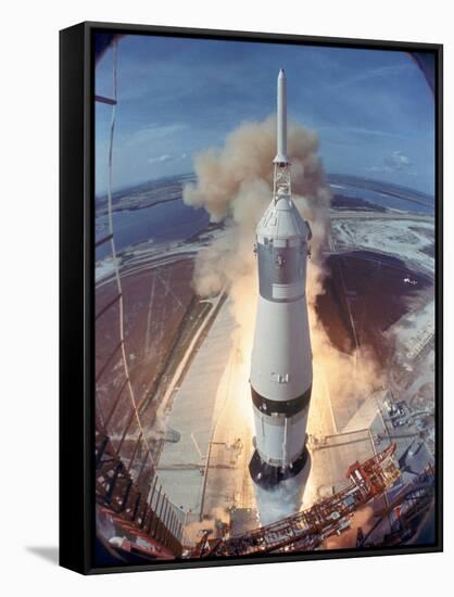 Saturn V Rocket Lifting the Apollo 11 Astronauts Towards Their Manned Mission to the Moon-Ralph Morse-Framed Stretched Canvas