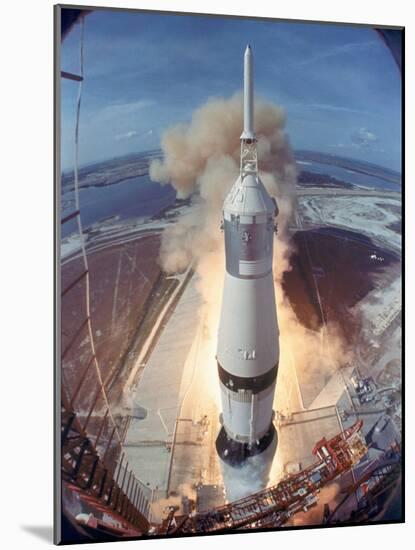 Saturn V Rocket Lifting the Apollo 11 Astronauts Towards Their Manned Mission to the Moon-Ralph Morse-Mounted Photographic Print