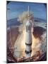 Saturn V Rocket Lifting the Apollo 11 Astronauts Towards Their Manned Mission to the Moon-Ralph Morse-Mounted Photographic Print