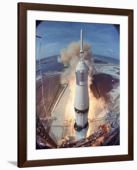 Saturn V Rocket Lifting the Apollo 11 Astronauts Towards Their Manned Mission to the Moon-Ralph Morse-Framed Photographic Print