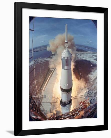 Saturn V Rocket Lifting the Apollo 11 Astronauts Towards Their Manned Mission to the Moon-Ralph Morse-Framed Photographic Print