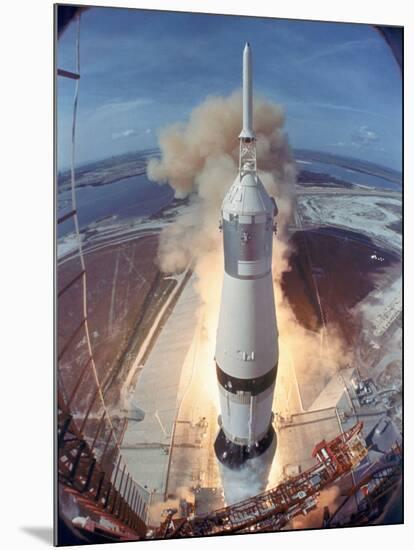 Saturn V Rocket Lifting the Apollo 11 Astronauts Towards Their Manned Mission to the Moon-Ralph Morse-Mounted Photographic Print