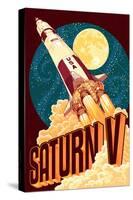 Saturn V Styalized-Lantern Press-Stretched Canvas