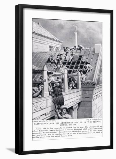 Saturninus and His Adherents Pelted in the Senate House 100 BC-Norman Prescott Davies-Framed Giclee Print