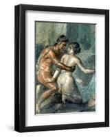 Satyr and Maenad, Detail from a Wall Painting in Pompeii, 1st Century BC-null-Framed Premium Giclee Print