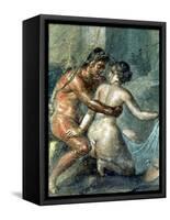 Satyr and Maenad, Detail from a Wall Painting in Pompeii, 1st Century BC-null-Framed Stretched Canvas