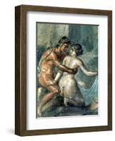 Satyr and Maenad, Detail from a Wall Painting in Pompeii, 1st Century BC-null-Framed Giclee Print