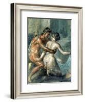 Satyr and Maenad, Detail from a Wall Painting in Pompeii, 1st Century BC-null-Framed Giclee Print