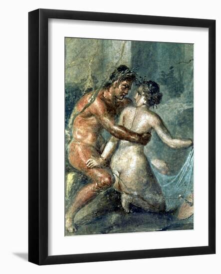 Satyr and Maenad, Detail from a Wall Painting in Pompeii, 1st Century BC-null-Framed Giclee Print