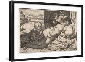 Satyr and Nymph-Agostino Carracci-Framed Giclee Print