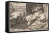 Satyr and Nymph-Agostino Carracci-Framed Stretched Canvas