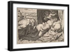 Satyr and Nymph-Agostino Carracci-Framed Giclee Print