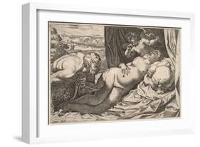 Satyr and Nymph-Agostino Carracci-Framed Giclee Print