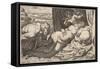 Satyr and Nymph-Agostino Carracci-Framed Stretched Canvas