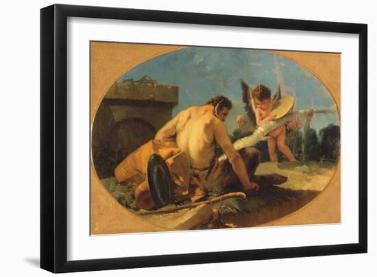 Satyr and Putto with a Tambourine-Giovanni Battista Tiepolo-Framed Giclee Print