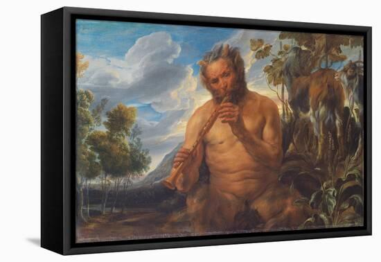 Satyr Playing the Pipe (Jupiter's Childhoo), Ca 1639-Jacob Jordaens-Framed Stretched Canvas