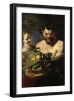 Satyr Und Maedchen Mit Fruechtekorb. Lwd., 112,5 X 71 Cm-Peter Paul Rubens-Framed Giclee Print